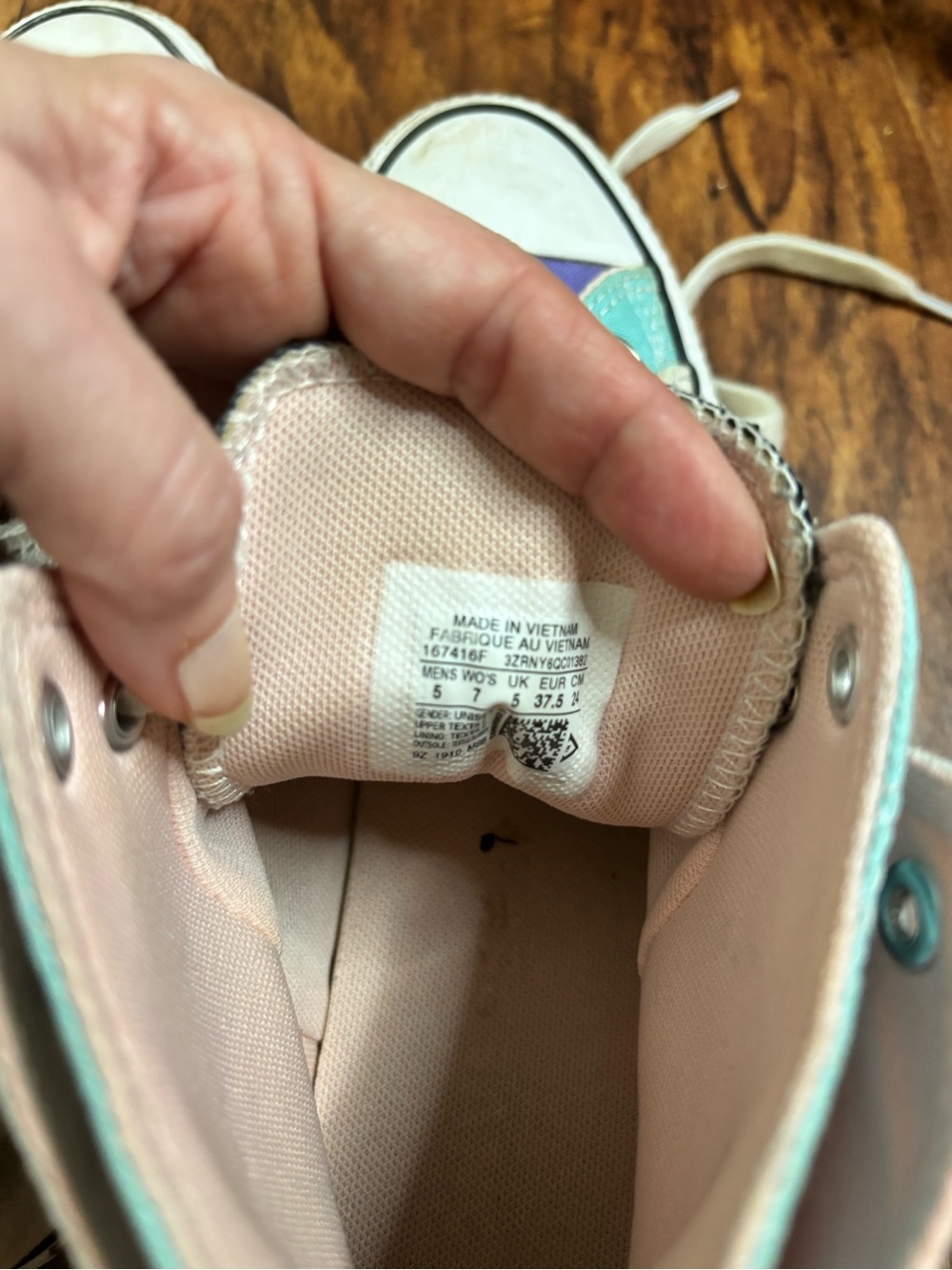 Converse Women's High-Top Sneakers in Light Pink with Aqua Accents